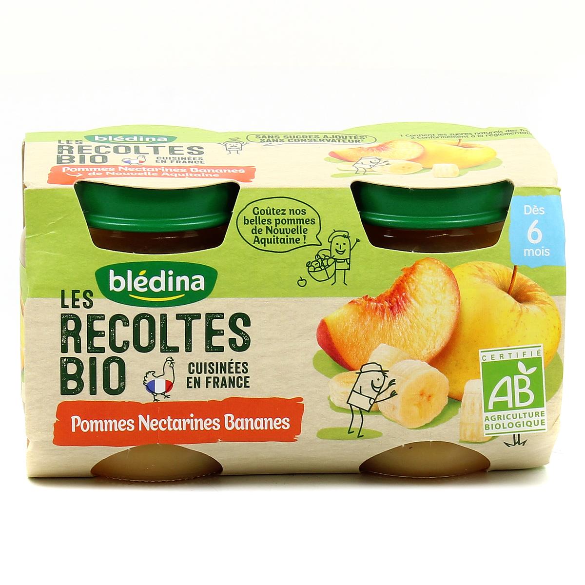 Petits Pots Pommes/Nectarines/Bananes Les Récoltes BIO dès 6 mois